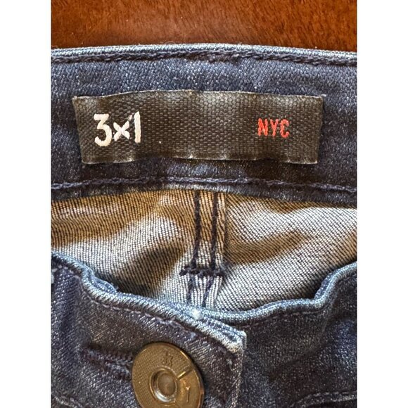 3x1 Jeans Women 27 Blue Gunner Wash Denim Patch‎ Pocket Boot Cut Cropped Retro - Picture 8 of 10